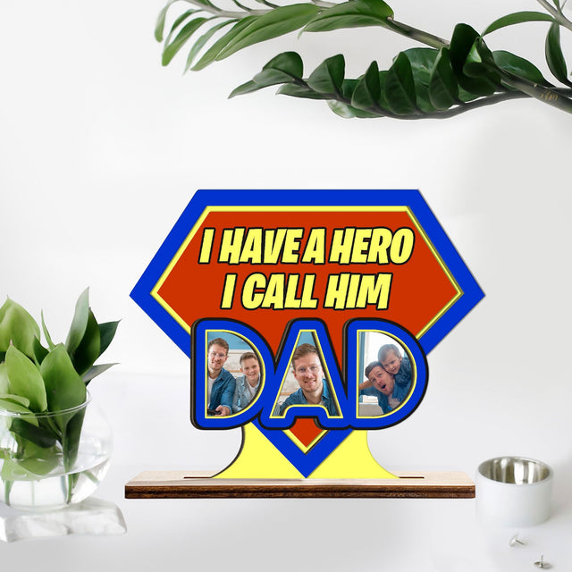 Super Dad, Custom Wooden Plaque 3 Layers, Personalized Photo