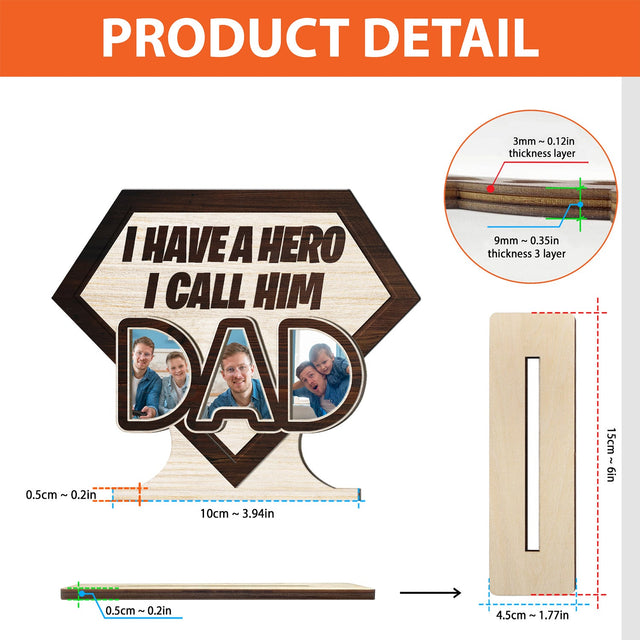 Super Dad, Custom Wooden Plaque 3 Layers, Personalized Photo