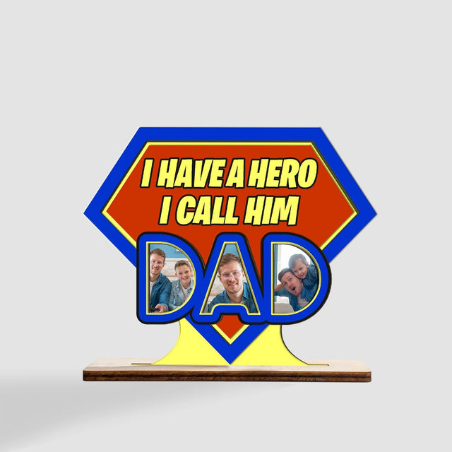 Super Dad, Custom Wooden Plaque 3 Layers, Personalized Photo