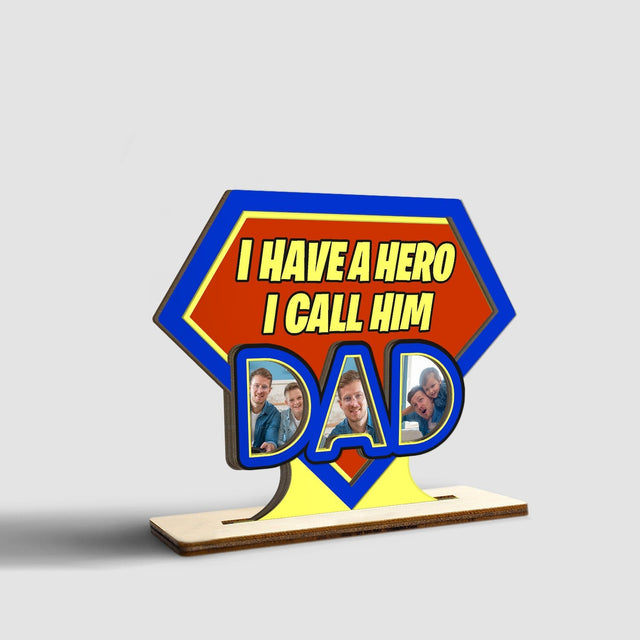 Super Dad, Custom Wooden Plaque 3 Layers, Personalized Photo