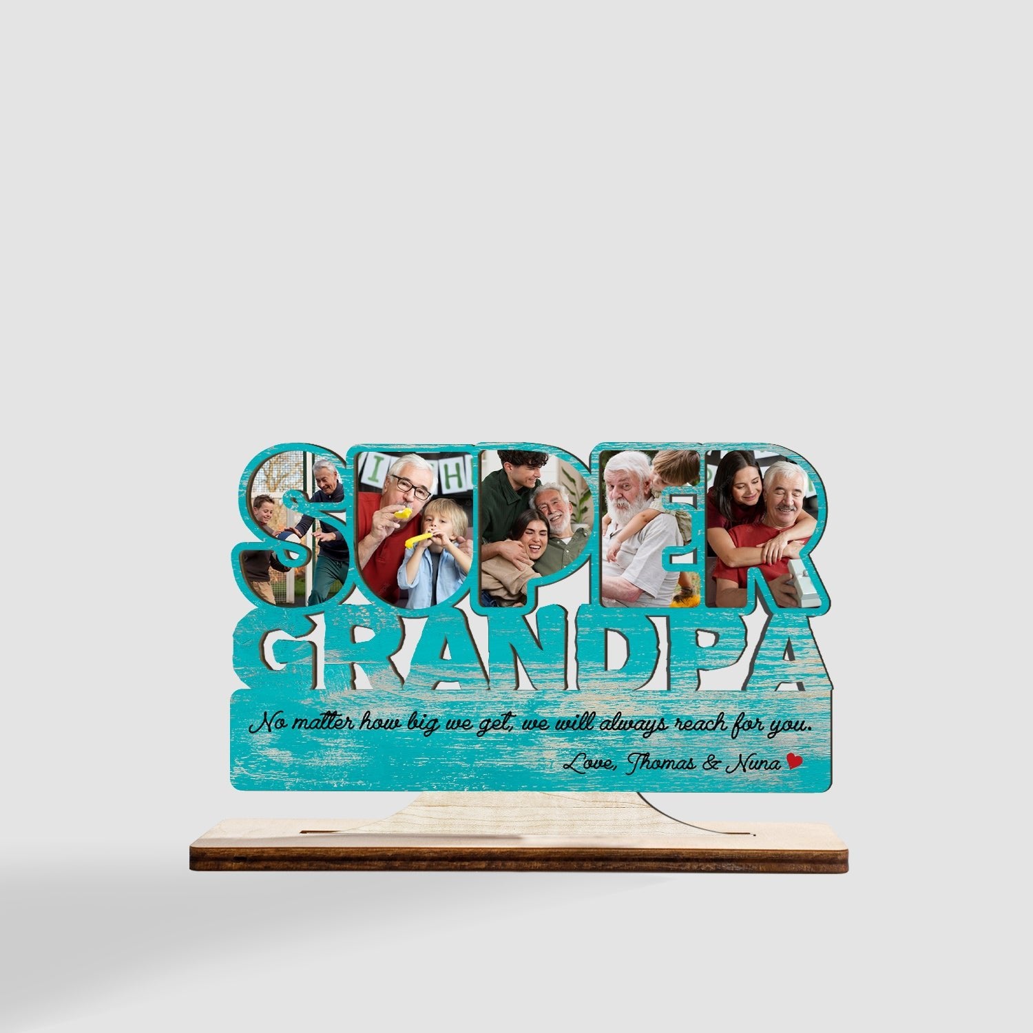 Super Grandpa, Custom Photo, Wooden Plaque 3 Layers