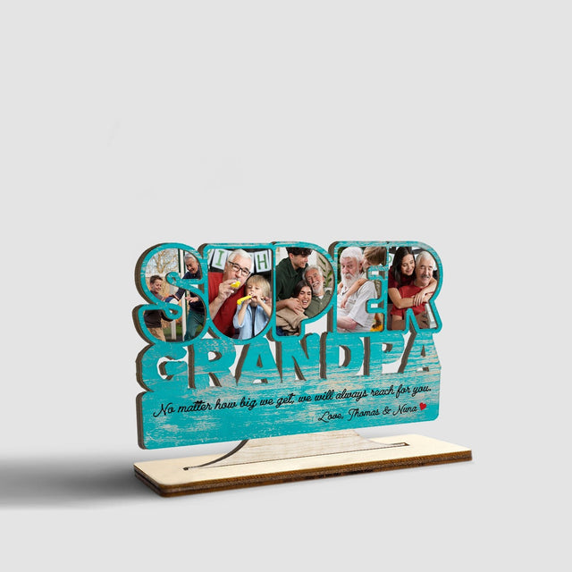 Super Grandpa, Custom Photo, Wooden Plaque 3 Layers