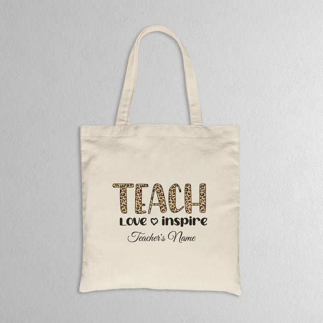 Teach Love And Inspire, Custom Teacher Tote Bag
