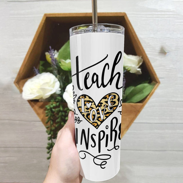 Teacher Love Inspire, Custom Teacher Tumbler