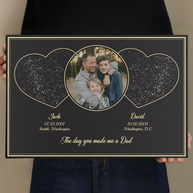 The Day You Made Me A Dad Custom Star Map, Personalized Photo Canvas Wall Art