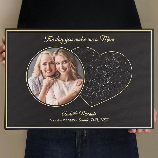 The Day You Made Me A Dad Custom Star Map, Personalized Photo Canvas Wall Art