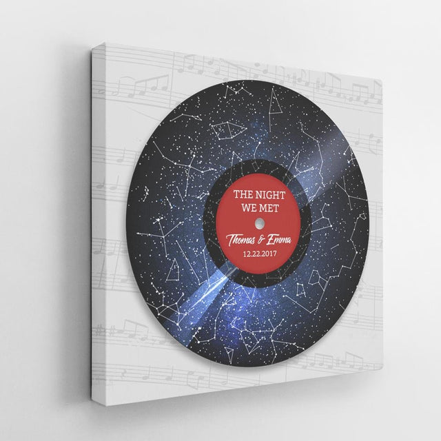 The Night We Meet, Custom Star Map, Personalized Night Sky, CD Player Canvas Wall Art