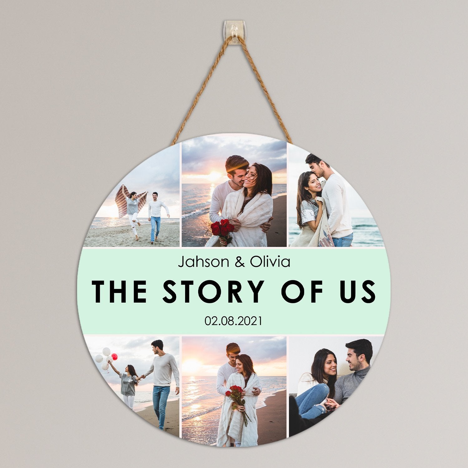 The Story Of Us, Custom Photo, Personalized Text, Round Sign