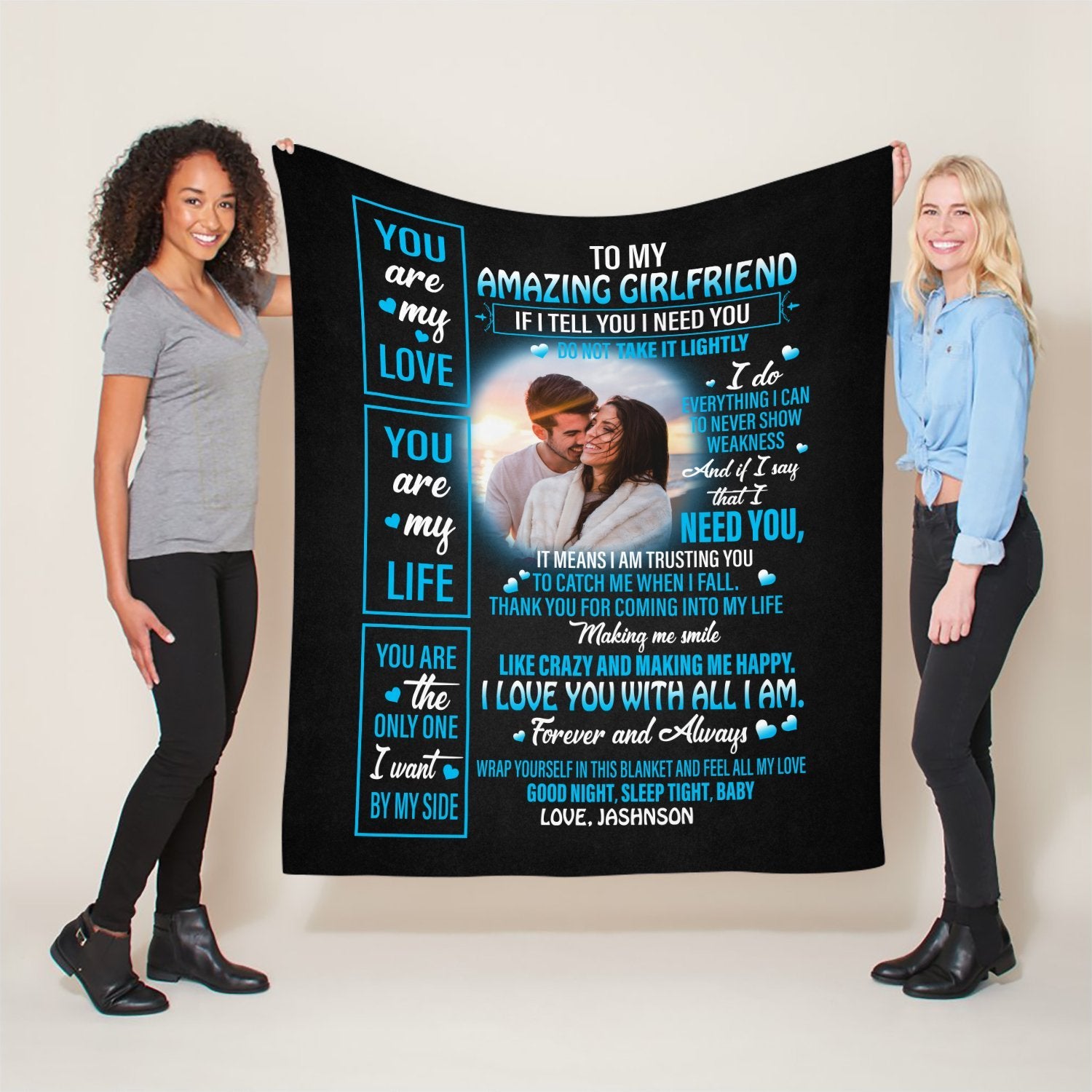 To My Amazing Girlfriend I Love You With All I Am Forever And Always, Custom Photo, Personalized Name Blanket