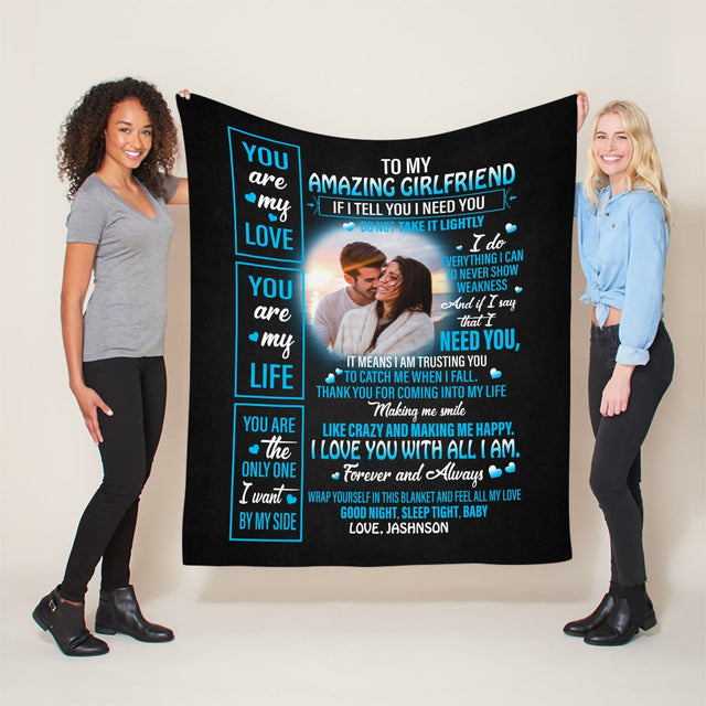 To My Amazing Girlfriend I Love You With All I Am Forever And Always, Custom Photo, Personalized Name Blanket