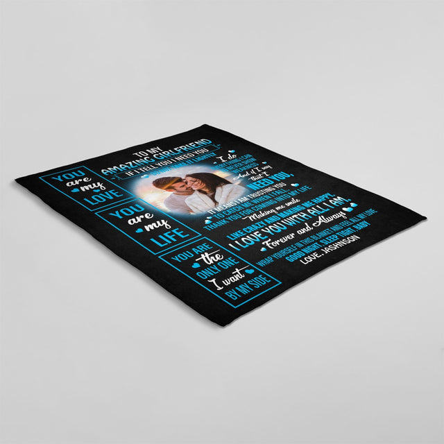 To My Amazing Girlfriend I Love You With All I Am Forever And Always, Custom Photo, Personalized Name Blanket