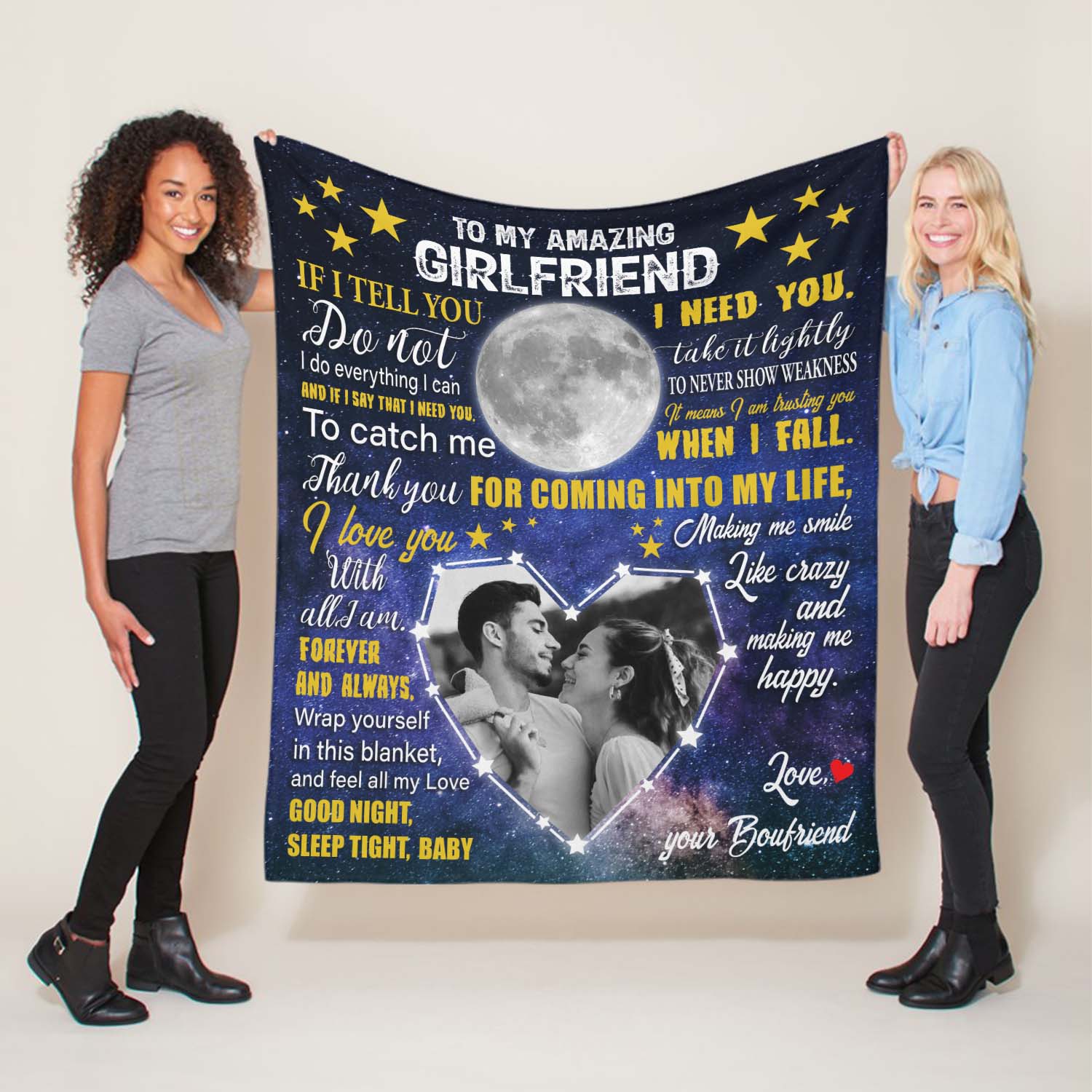 To My Amazing Girlfriend, Thank You For Coming Into My Life Custom Photo Blanket
