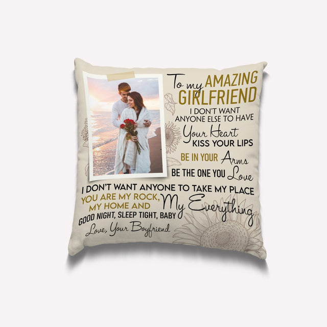 To My Amazing Girlfriend You Are My Rock, My Home And My Everything, Custom Photo And Name Pillow