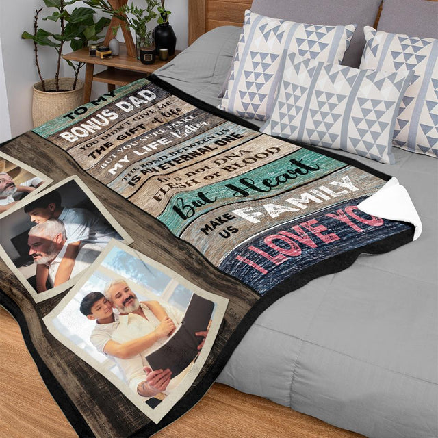 To My Bonus Dad, Custom Photo Blanket