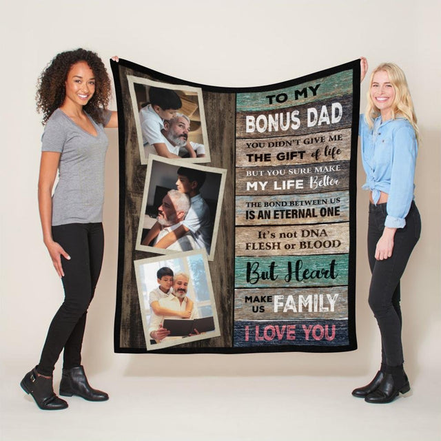 To My Bonus Dad, Custom Photo Blanket