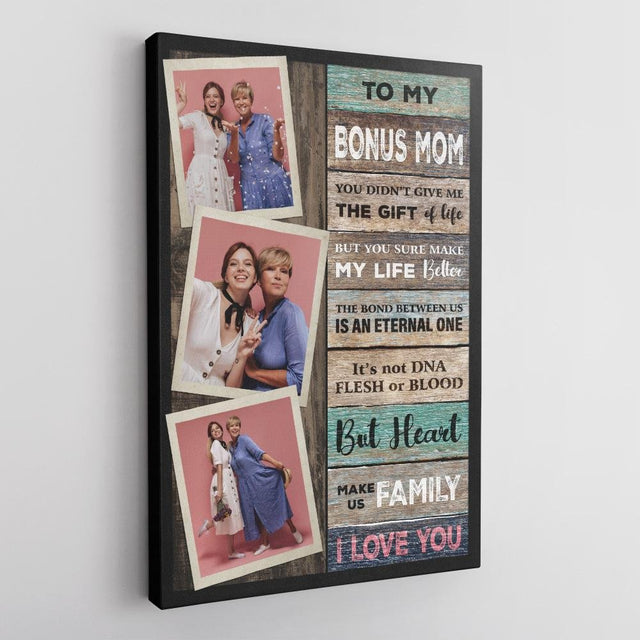 To My Bonus Mom, Custom Photo Canvas Wall Art