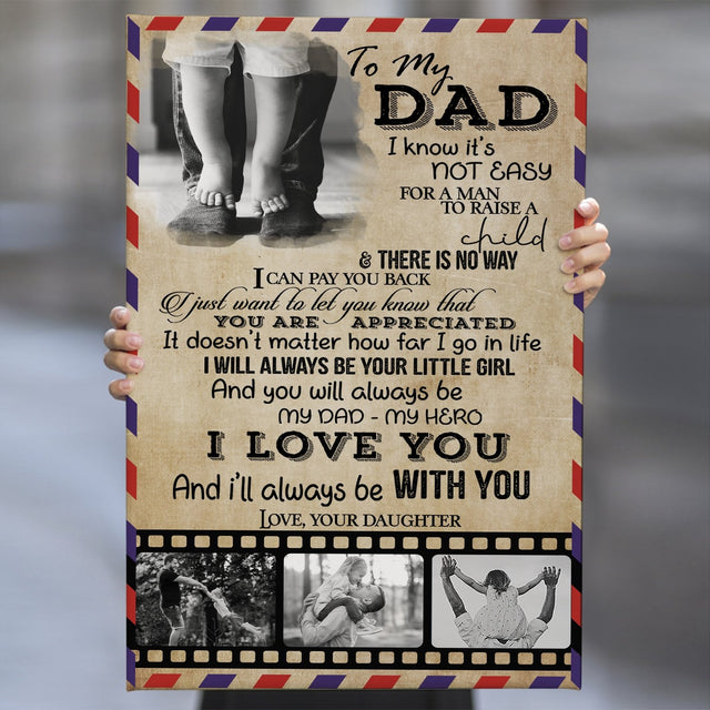 To My Dad, My Dad - My Hero, Custom Photo Canvas Wall Art