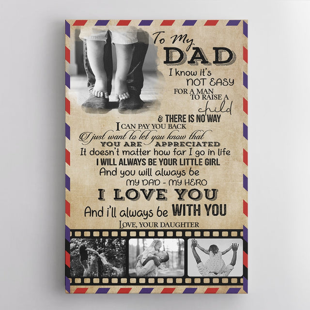 To My Dad, My Dad - My Hero, Custom Photo Canvas Wall Art