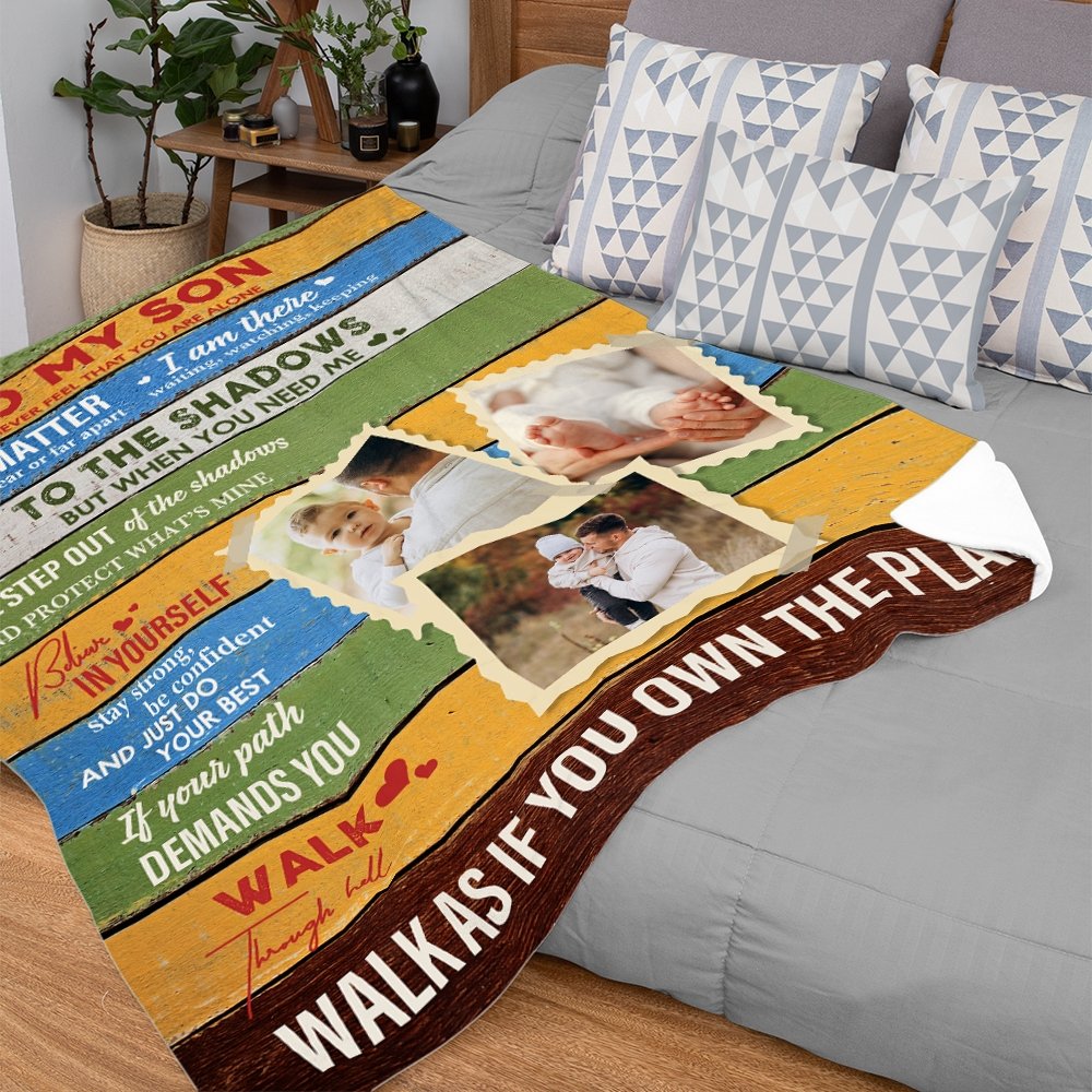 To My Dad, Never Feel That You Are Alone, Custom Photo, Blanket