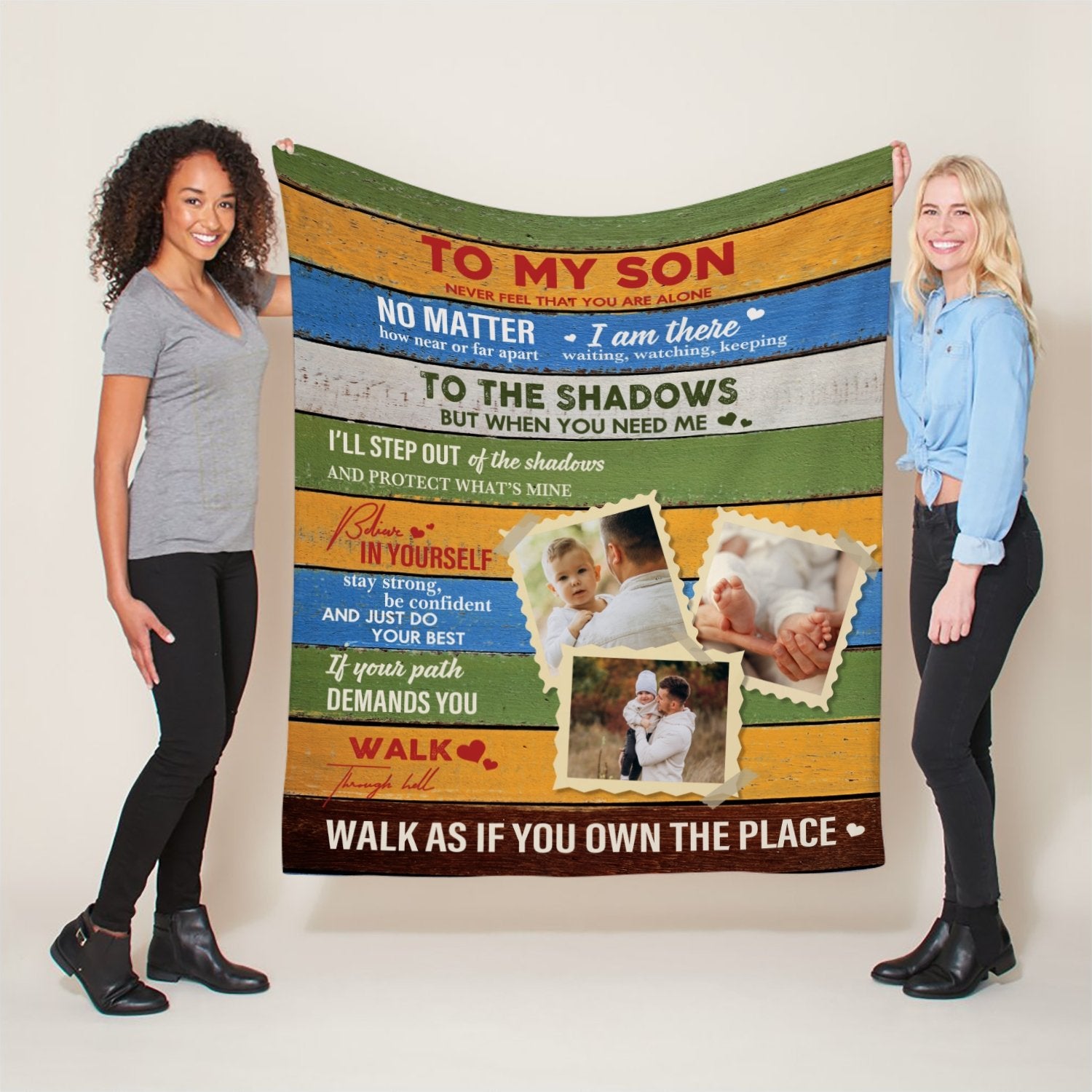 To My Dad, Never Feel That You Are Alone, Custom Photo, Blanket