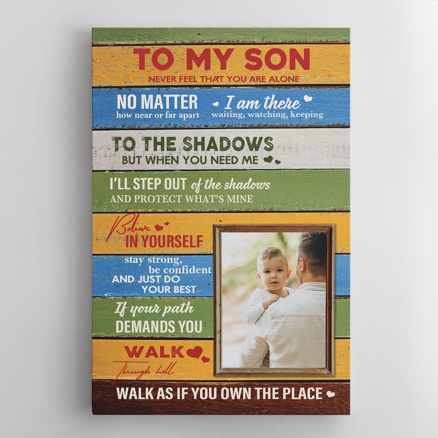 To My Dad, Never Feel That You Are Alone, Custom Photo Canvas Wall Art