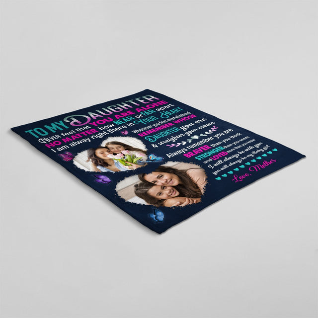 To My Daughter, Always Remember You Are, Braver, Stronger, Loved, Custom Photo Blanket