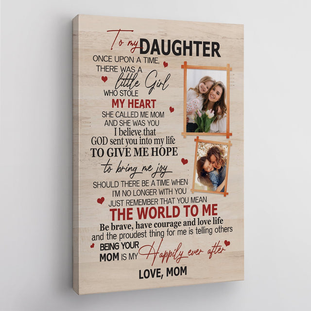 To My Daughter, God Send You Into My Life, Custom Photo Canvas Art Print