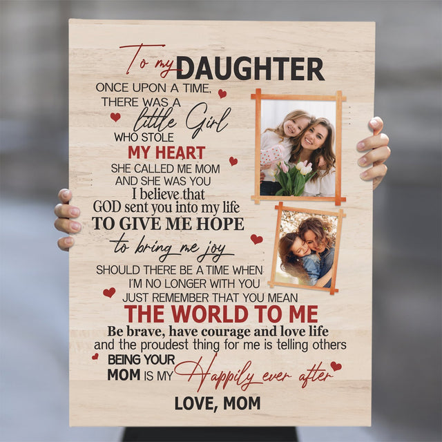To My Daughter, God Send You Into My Life, Custom Photo Canvas Art Print
