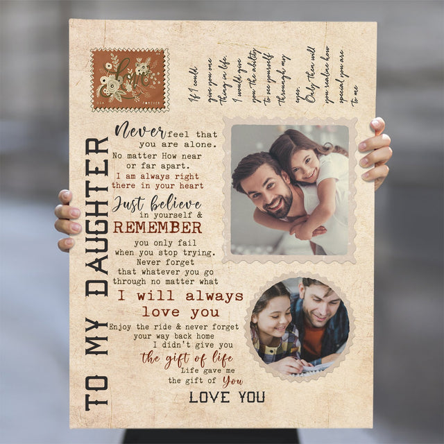 To My Daughter, I Am Always Right There In Your Heart, Custom Photo Canvas Art Print