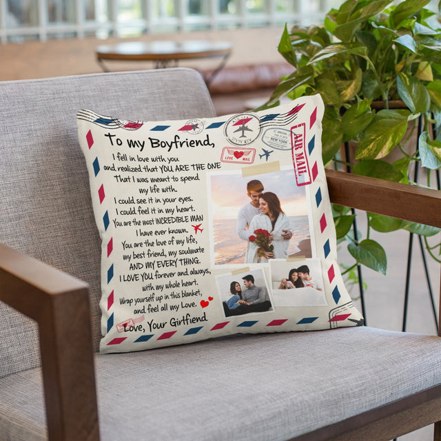 To My Girlfriend You Are The One, My Soulmate And My Everything, Custom Photo And Name Pillow