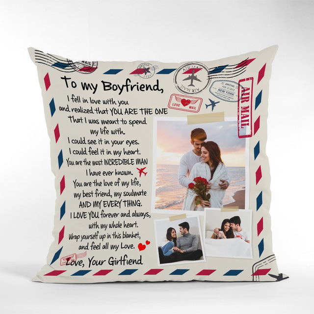 To My Girlfriend You Are The One, My Soulmate And My Everything, Custom Photo And Name Pillow