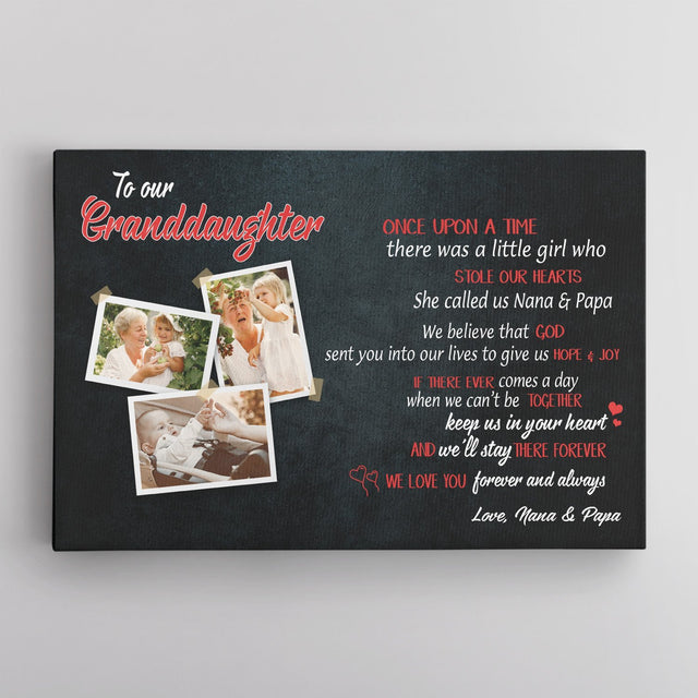 To My Granddaughter, We Love You Forever And Always, Custom Photo Canvas Wall Art