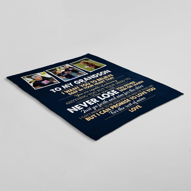 To My Grandson, I Want You To Believe Deep In Your Heart That, Custom Photo And Name Blanket