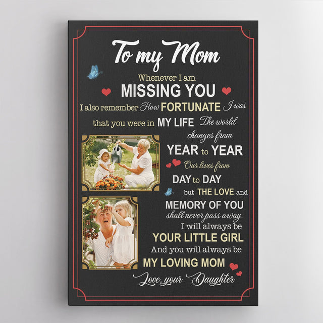 To My Mom, Your Little Girl, Custom Photo Canvas Art Print