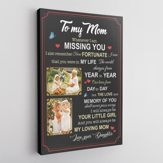 To My Mom, Your Little Girl, Custom Photo Canvas Art Print