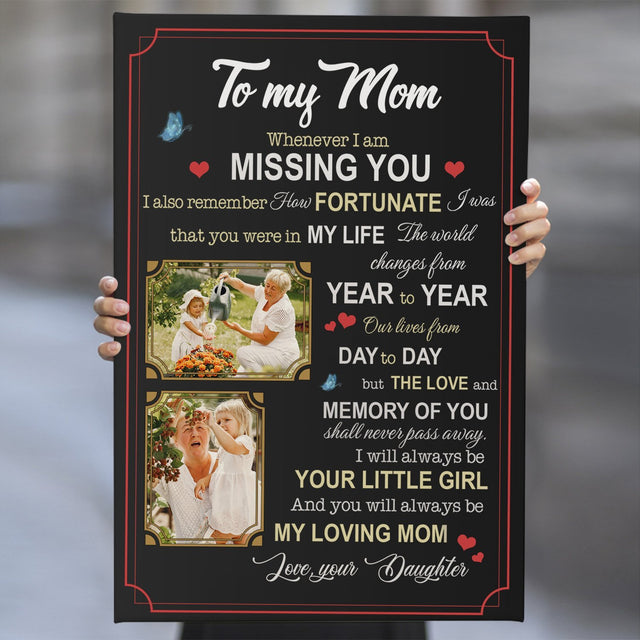To My Mom, Your Little Girl, Custom Photo Canvas Art Print