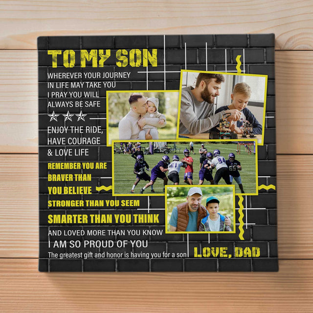 To My Son, I'm So Proud Of You, Custom Photo, Personalized Name Canvas Wall Art