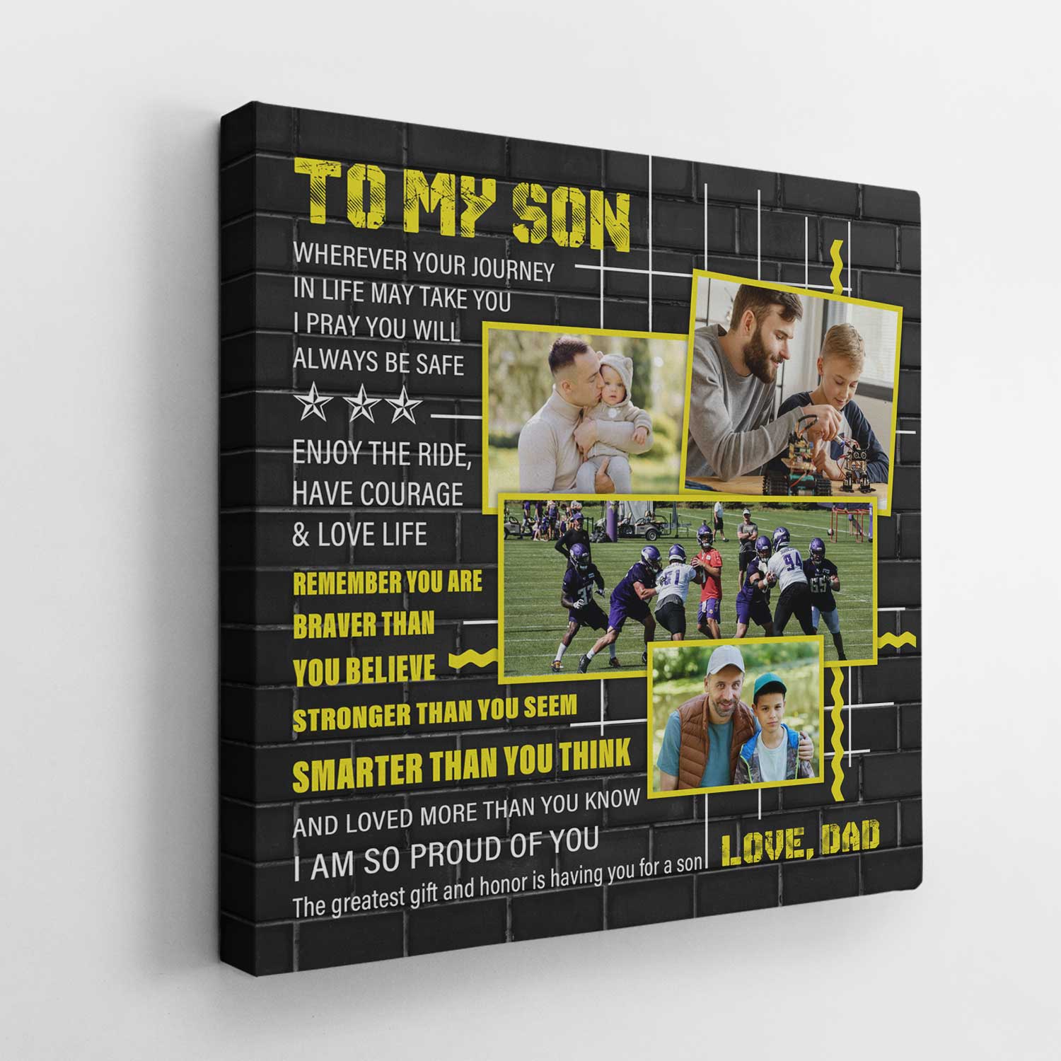 To My Son, I'm So Proud Of You, Custom Photo, Personalized Name Canvas Wall Art
