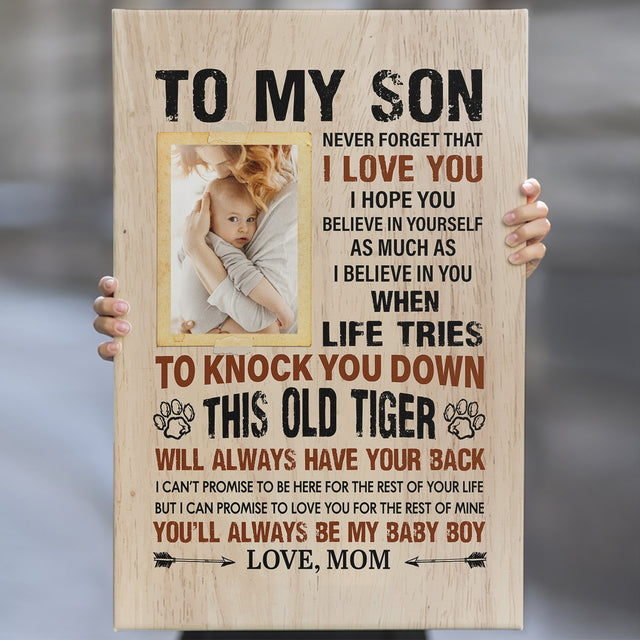 To My Son, You'll Always Be My Baby Boy, Custom Photo, Canvas Art Print