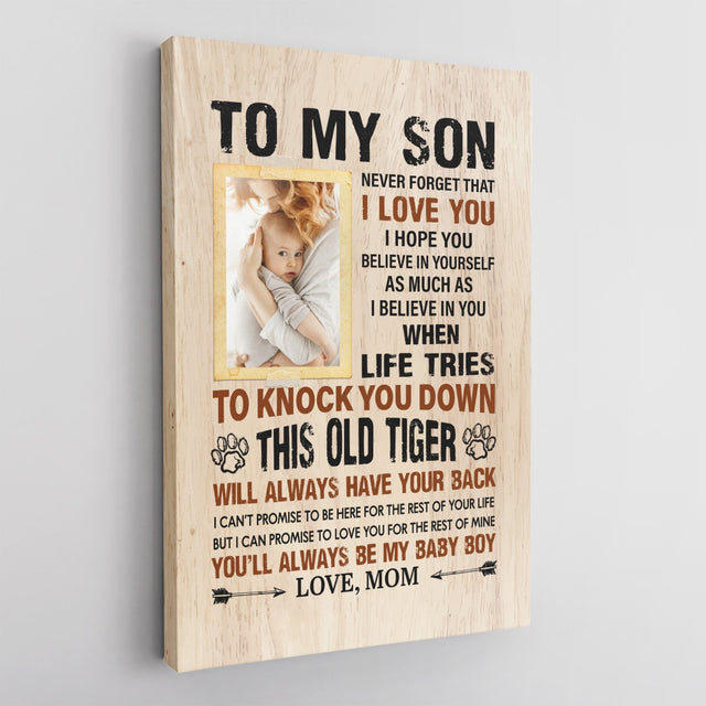 To My Son, You'll Always Be My Baby Boy, Custom Photo, Canvas Art Print