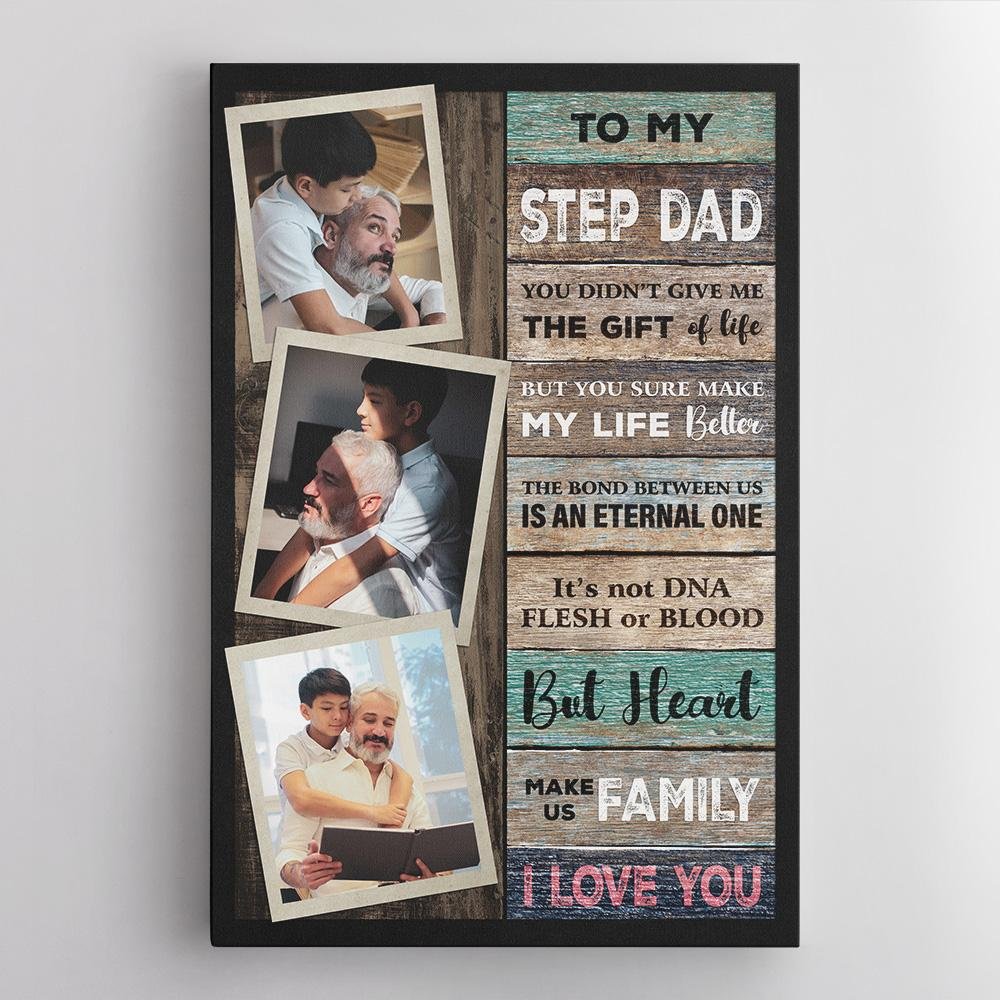 To My Step Dad, Custom Photo Canvas Wall Art