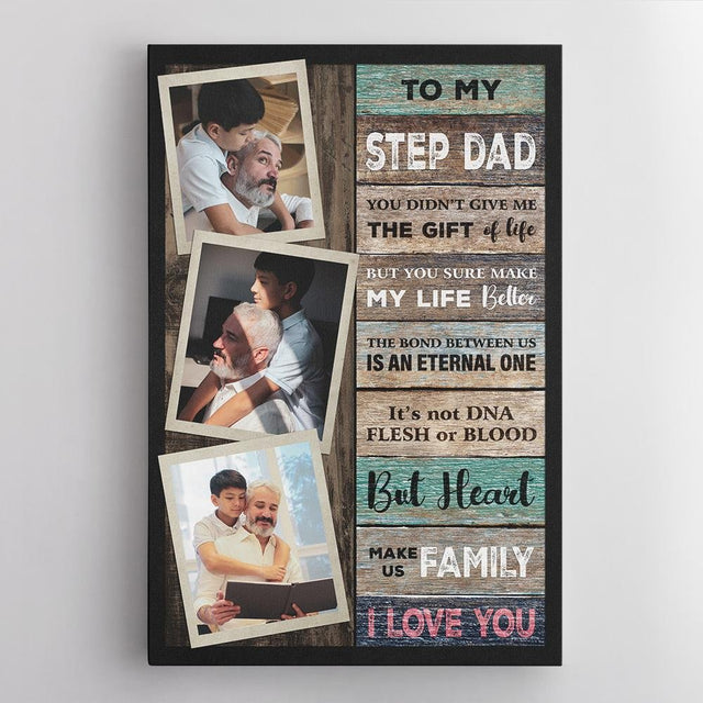 To My Step Dad, Custom Photo Canvas Wall Art