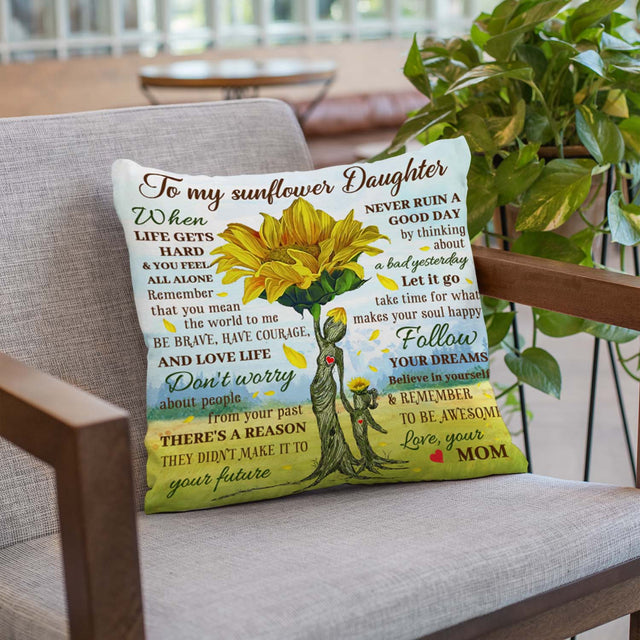 To My Sunflower Daughter, Custom Name Letter Pillow