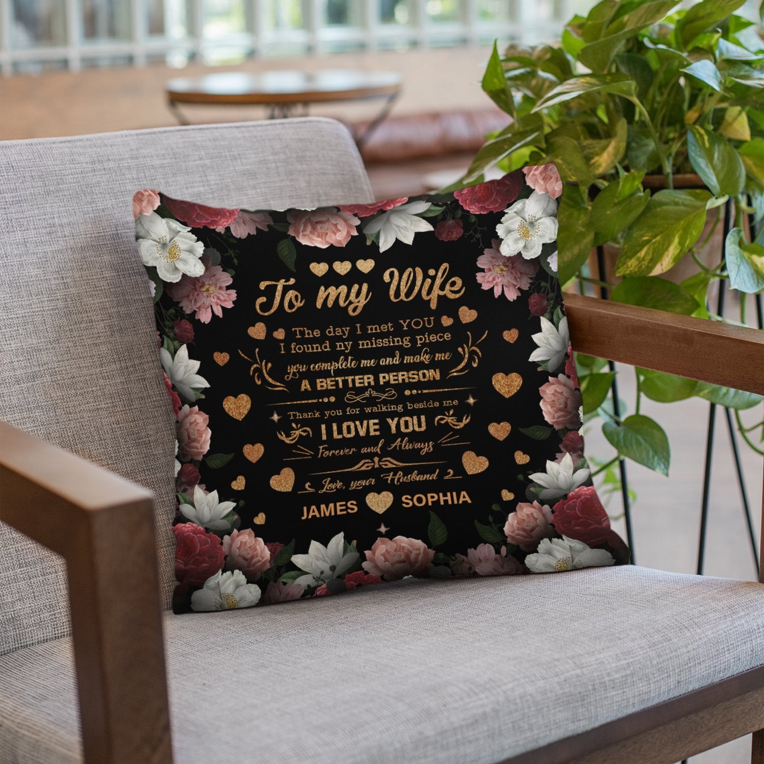 To My Wife A Better Person, Personalized Text Pillow