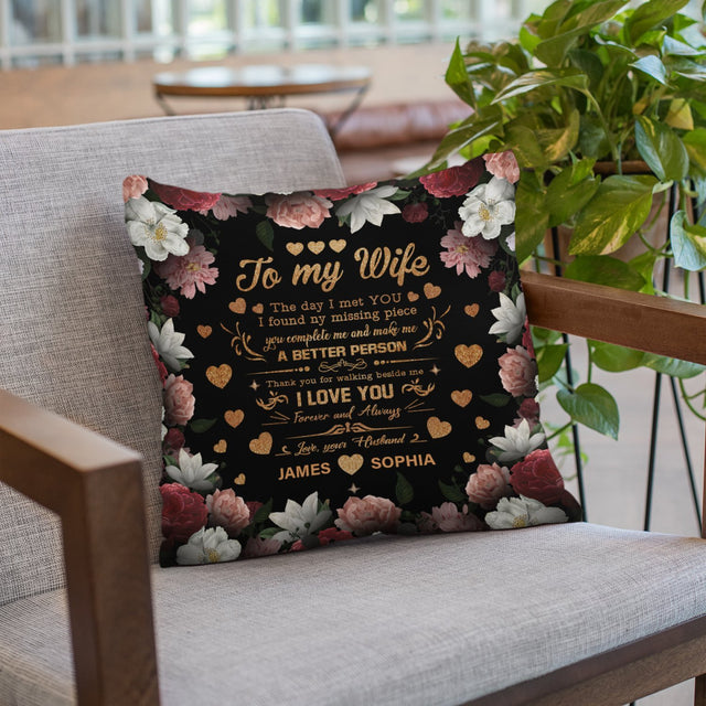 To My Wife A Better Person, Personalized Text Pillow