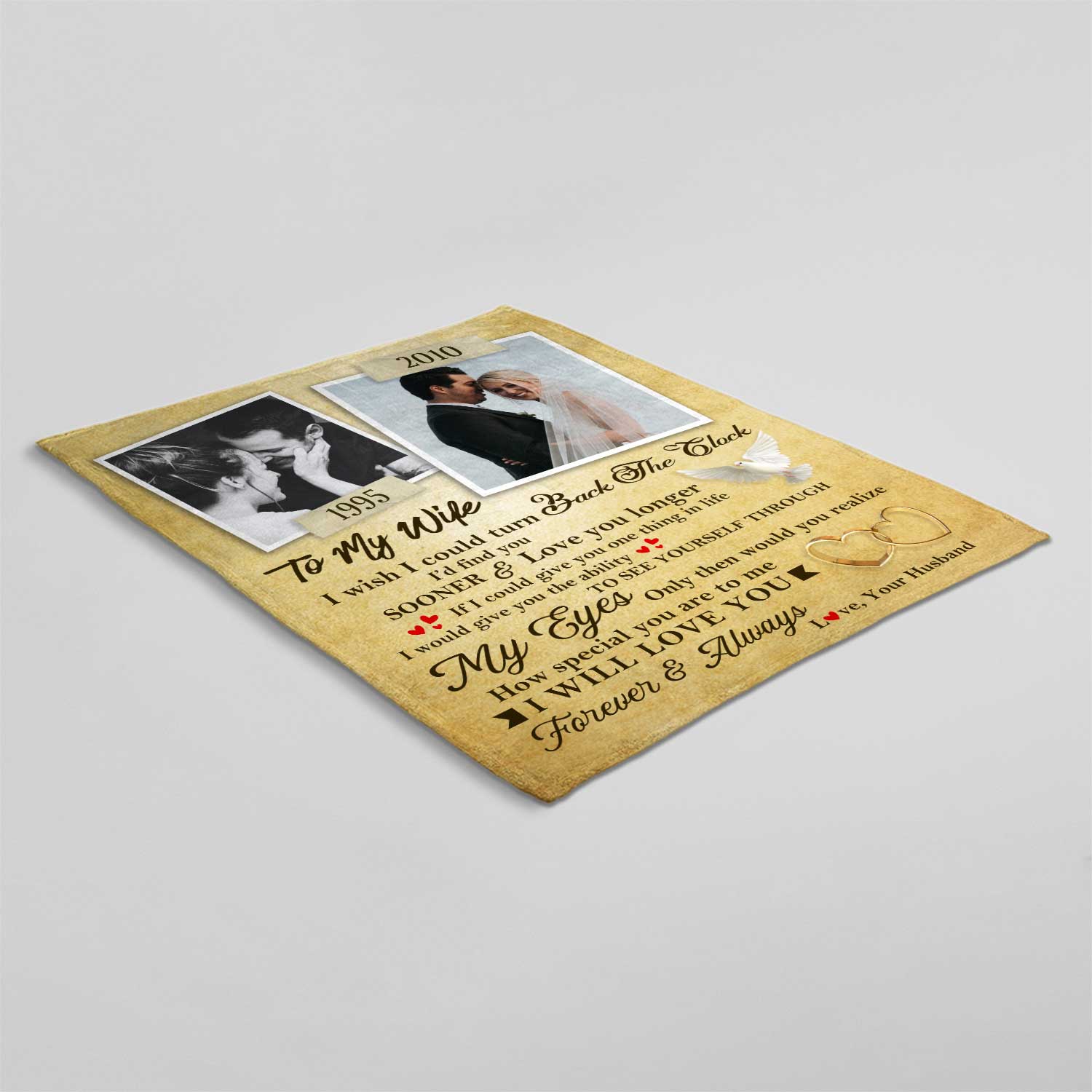 To My Wife, I Will Love You Forever And Always, Custom Photo, Personalized Text, Letter Blanket