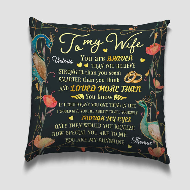 To My Wife Loved More Than, You Are My Sunshine Custom Name Pillow