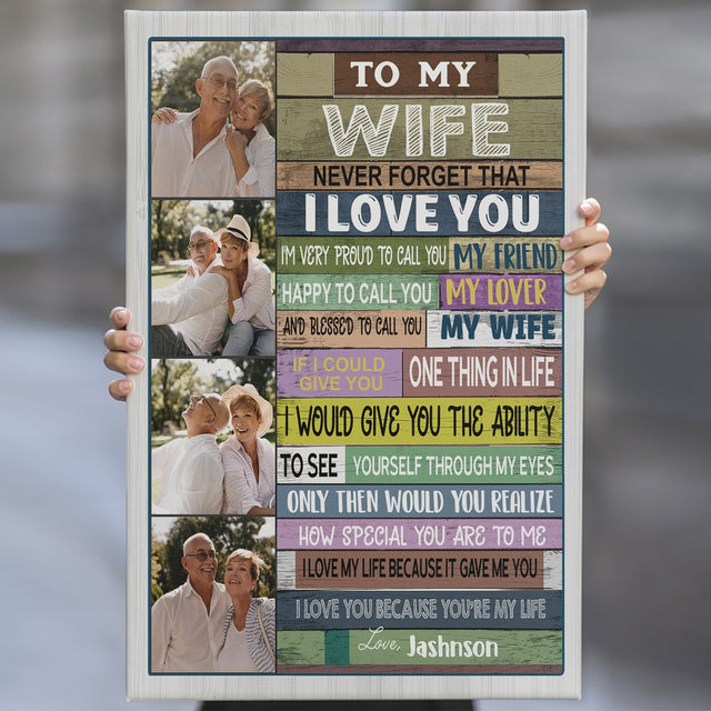 To My Wife, My Friend, My Lover, Custom Photo, Personalized Text Canvas Art Print