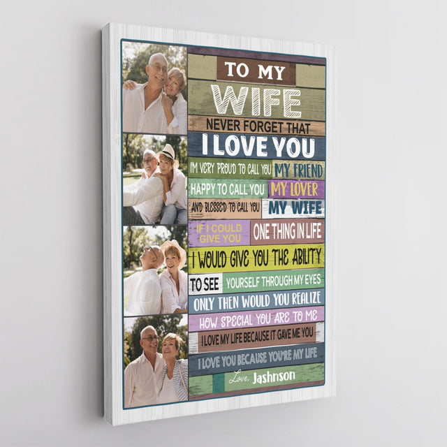 To My Wife, My Friend, My Lover, Custom Photo, Personalized Text Canvas Art Print