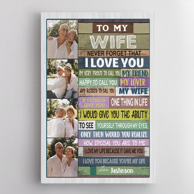 To My Wife, My Friend, My Lover, Custom Photo, Personalized Text Canvas Art Print